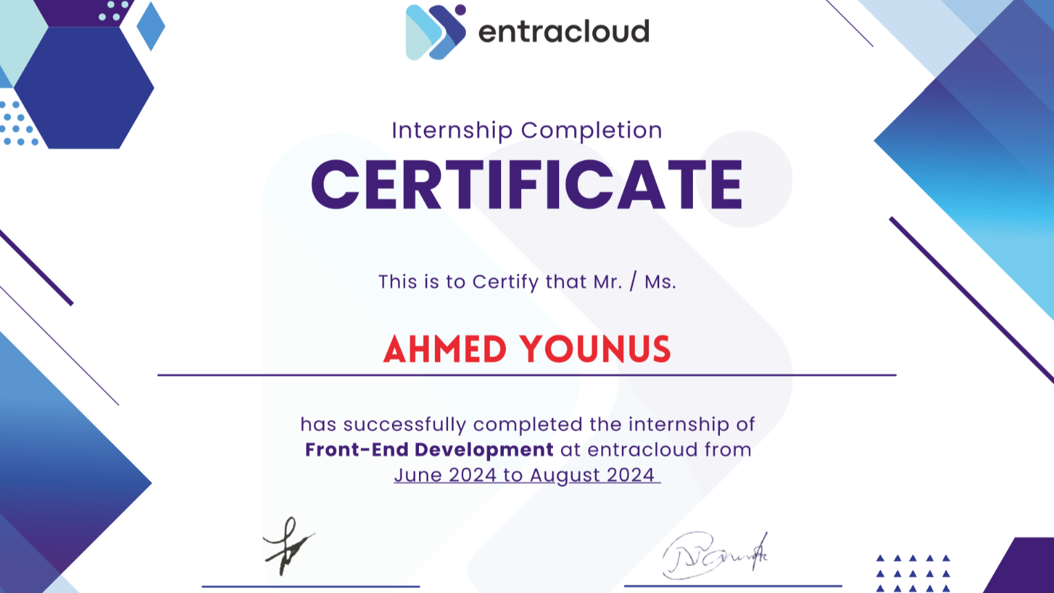Internee Front-end Developer
